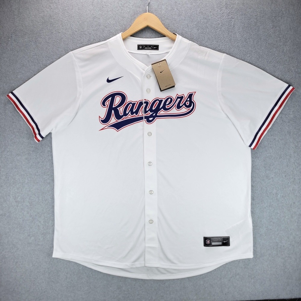 Nike Texas Rangers MLB Baseball Jersey Mens XXL White Dri-FIT T7GM-TEHO
